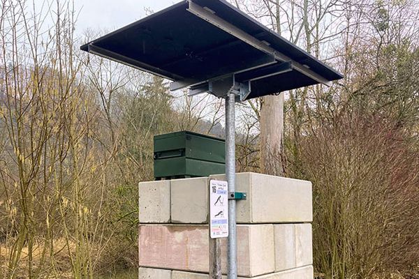 Die Fischzählanlage steht direkt auf Höhe der Sohlgleite.
