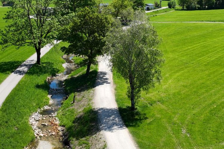 Luftaufnahme nach Vollendung des ersten Bauabschnitts am Bergener Bach